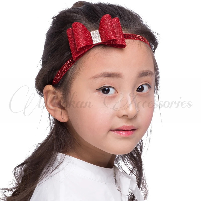 Retail royal blue Newborn Luxury Kids Bows Matching Glitter Headband