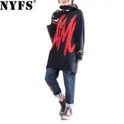 NYFS 2019 новый стиль осень зима для женщин свитер Винтаж Свободный пуловер вязаный письмо Oversize женксие кофты