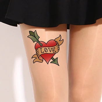 

woman and girl's Loving Coming Patterns One-sided Leg Printed Thin Silk Socks