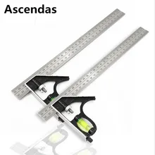 DIY Точная Нержавеющая сталь 300 мм комбинированная квадратная угловая линейка 45/90 градусов с пузырьковым уровнем многофункциональные измерительные инструменты