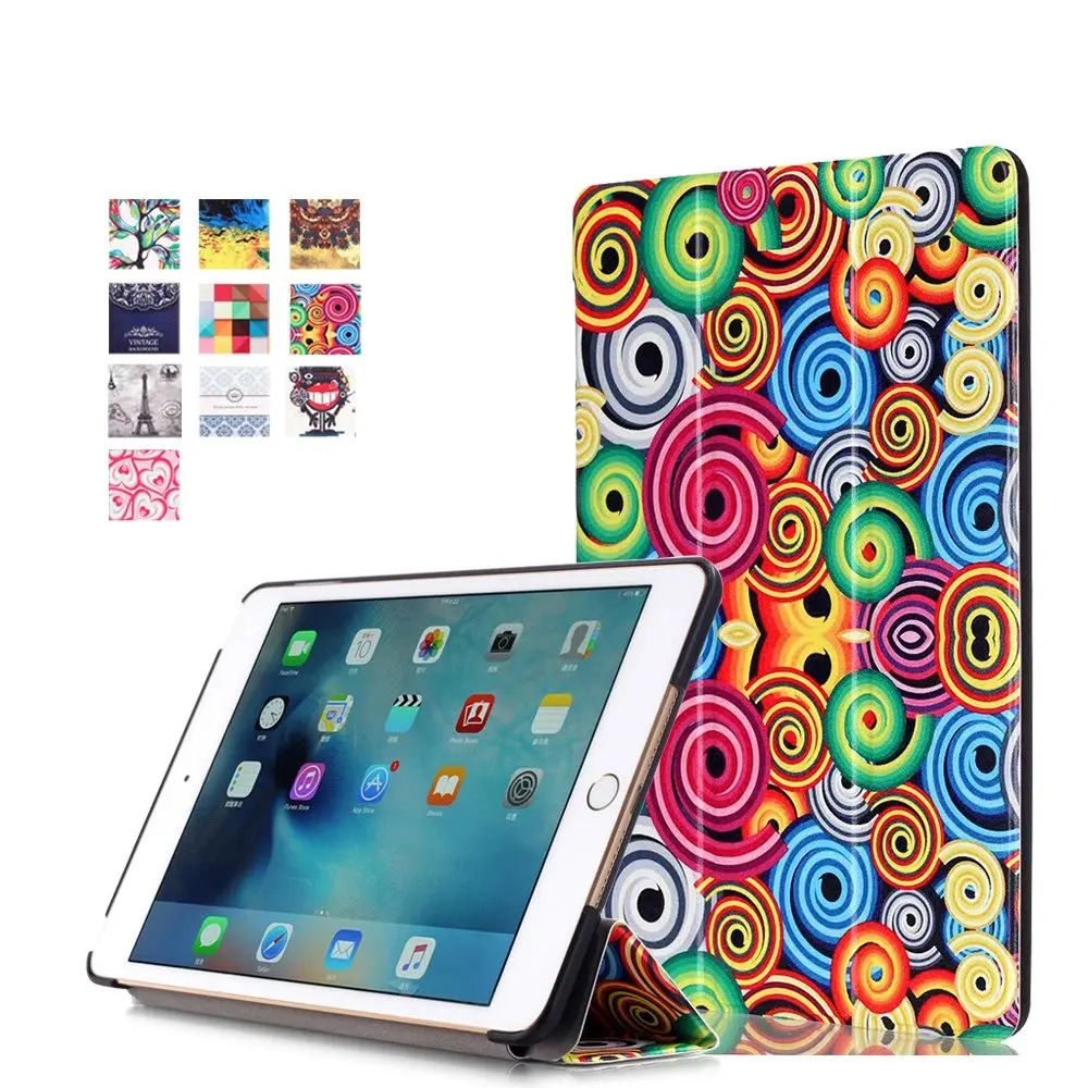 Colorato disegno per ipad mini 4 capa ultra sottile slim case per apple ipad mini4 casi di vibrazione del cuoio del basamento della copertura in Colorato