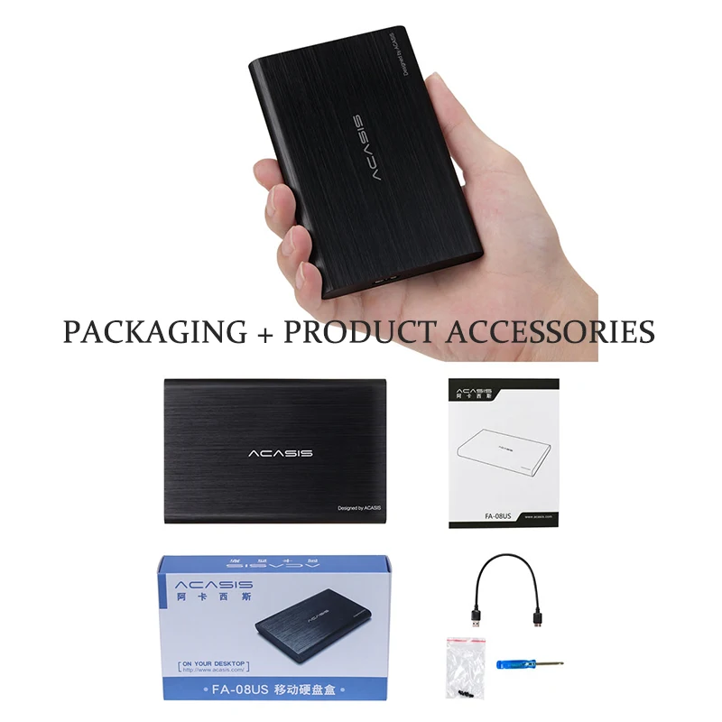 Acasis FA 08US HDD корпусы 2.5 дюймов USB 3.0 High Скорость металла жесткий диск корпус для ПК