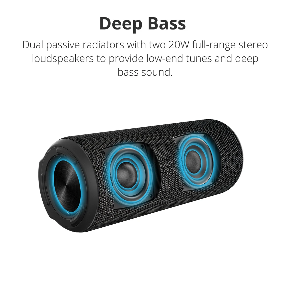  Tronsmart T6 Plus Bluetooth Speaker 40W Portable Speaker Deep Bass Soundbar with IPX6 Waterproof Po