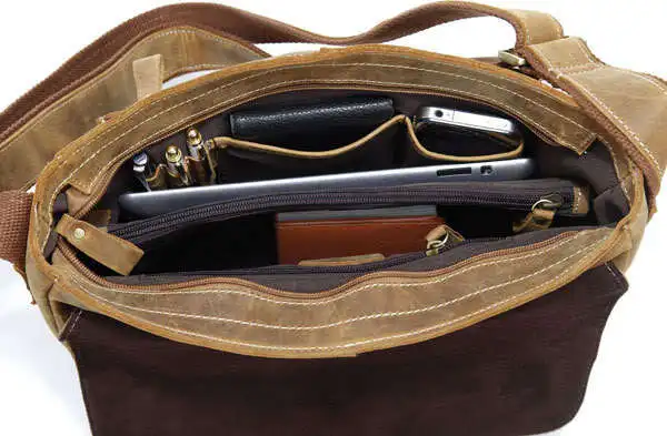 Vp Messenger Leder Neue Mode Männer j7111 Vintage Horse Freizeit Kleine 100 Tasche Echtes Bags Umhängetaschen Crazy qx0Tg6
