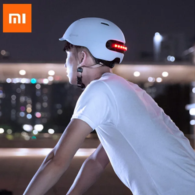 

New Xiaomi Smart Flash Helmets Automatic brake warning IPX4 waterproof protecting you for riding Scooter Bicycle Mountain Road