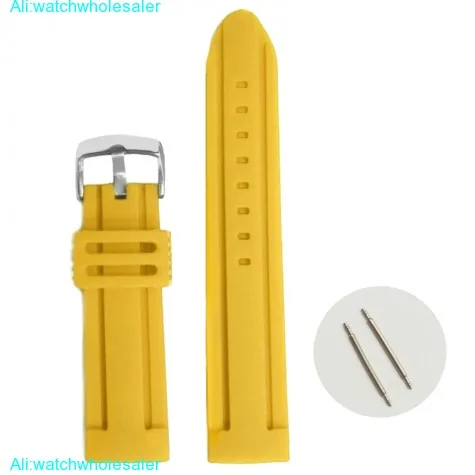 24mm Fancy Yellow Silicone Jelly Rubber Ladies Men Watch Band Straps WB1072C24JB
