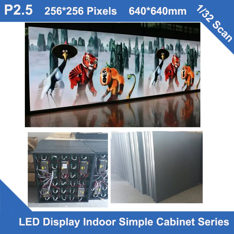 

Free control system P2.5 indoor simple Cabinet 640mm*640mm 1/32 scan video led screen fixed installation advertising LED show TV