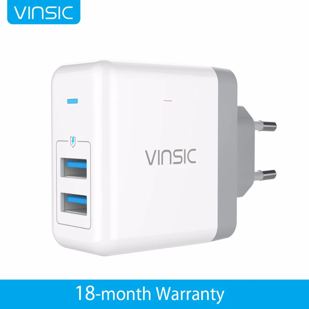 Vinsic двойное USB настенное зарядное устройство 4.8A дорожное Смарт для iPhone X 8 Plus Huawei