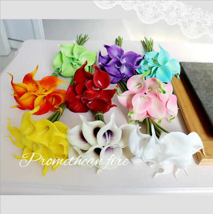 10pcs Calla Lily Bridal Wedding Bouquet head Latex Real Touch Flower Bouquets White (14)
