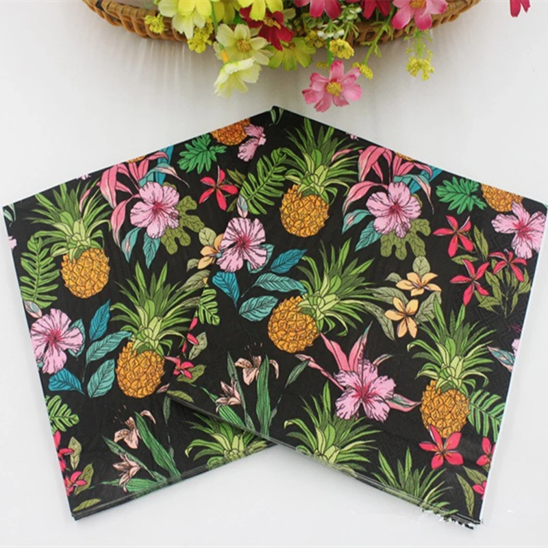 

80pcs Decoupage Gold Pineapple Paper Napkin 33*33cm Beverage Tropical-Themed Tissue Serviette Wedding Birthday FestivePartyDecor