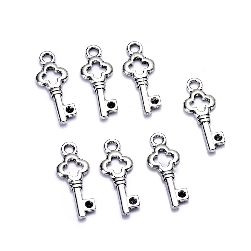 

30pcs/lot zinc alloy antique vintage silver plated little key charm pendants for Bracelet Necklace DIY Jewelry Making