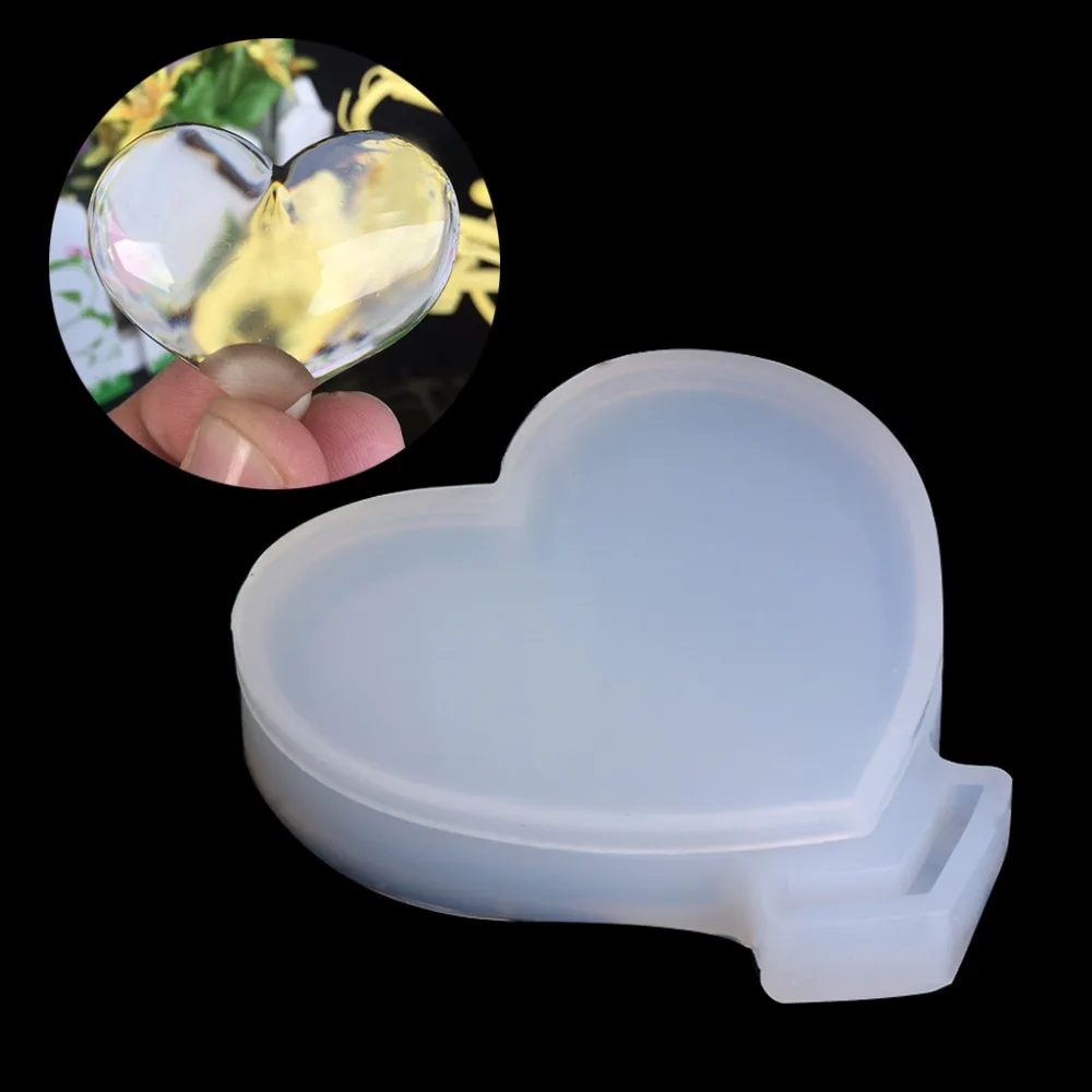 

JAVRICK 6.5x6cm Transparent Silicone Pendant Resin Loving Heart Mould DIY Jewelry Making Tool Fondant Cake