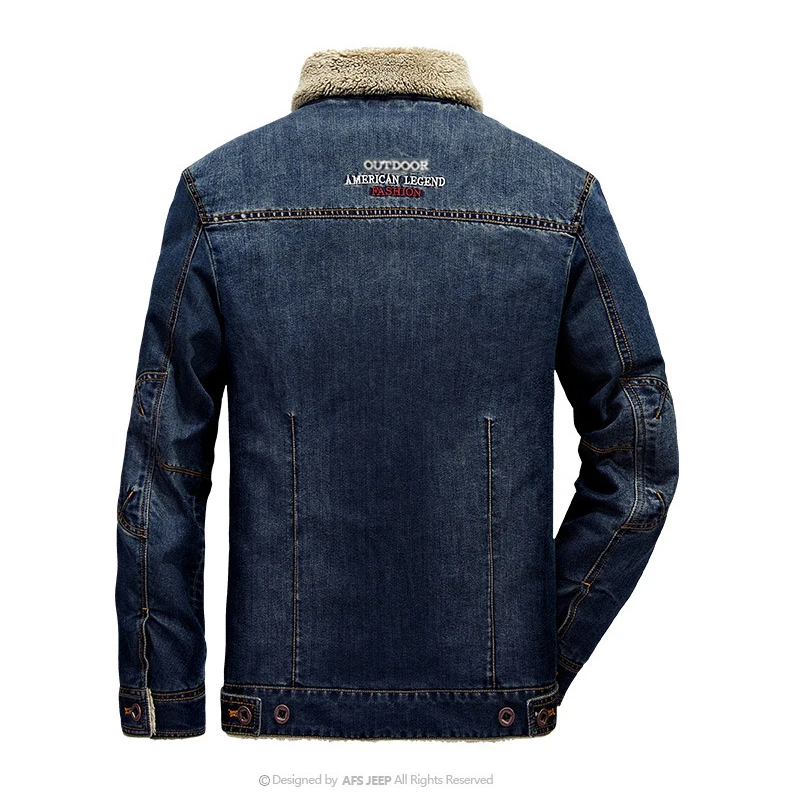 Men casual retro denim jackets coat warm winter fur regular fit jeans jackets men sherpa lined trucker denim bomber jackets 4xl5