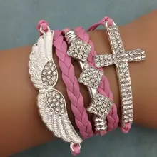 1 шт. бесконечно ручная работа браслет. металл очарование, воск шнур, кожаный браслет, модный драгоценный браслет 3612