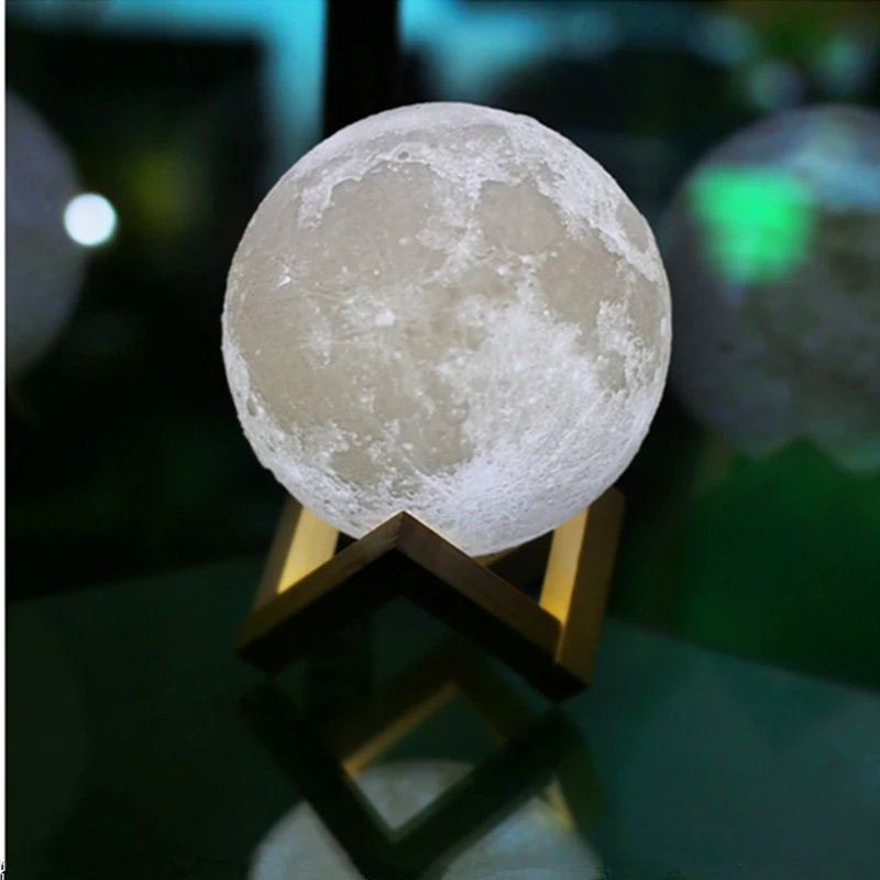 

Creative 3D Moon Night Light 2 Color Change Table Lamp Touch Switch LED Fixtures Bedroom Home New Year Christmas Decor Luminaria