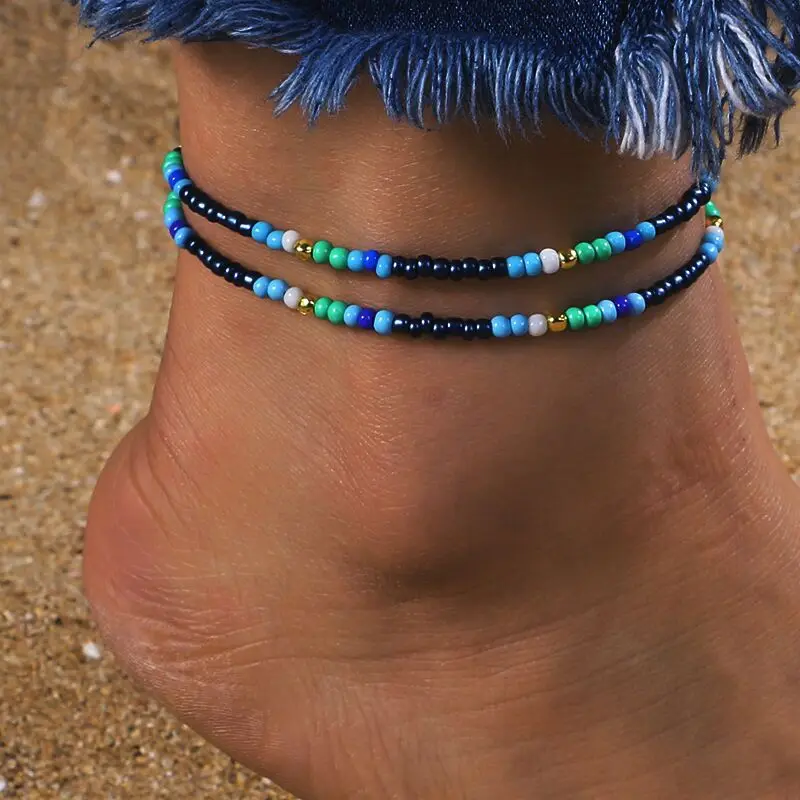 Boho Colorful Miyuki Small Beads Anklet Bracelet Handmade Halhal Tassel Ankle For Women Sexy Beach Jewelry enkelbandje Female - Окраска металла: Miyuki Anklet