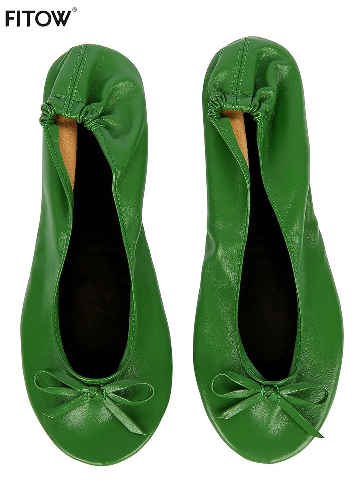Обувь для вечеринки; складывающиеся балетки на плоской подошве; переносная складывающаяся обувь для путешествий; балетки на плоской подошве для выпускного; сворачивающиеся свадебные туфли для невесты - Цвет: Green