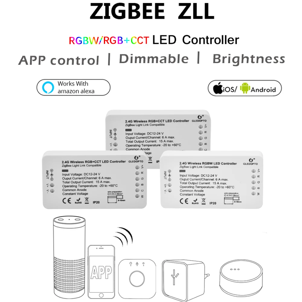 G светодиодный OPTO ZIGBEE bridge app светодиодный контроллер RGBW лента с диммером контроллер DC12/24 V уплотняемый светодиодный Стандартный светодиодный контроллер echo zll