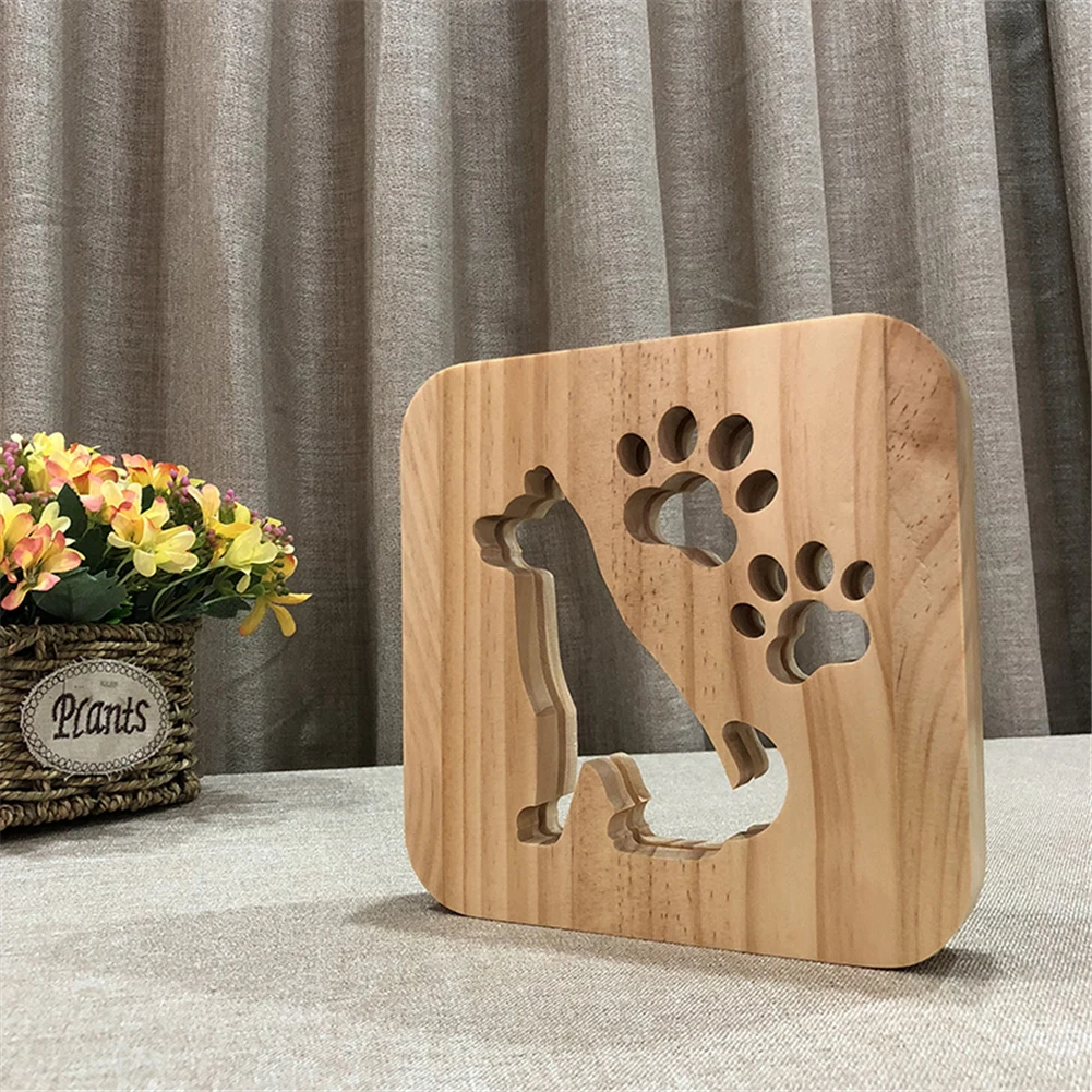 Creative Wooden Dog Paw Lamp Kids Bedroom Decoration Warm Light French Bulldog LED USB Night Light for Children Gift kids