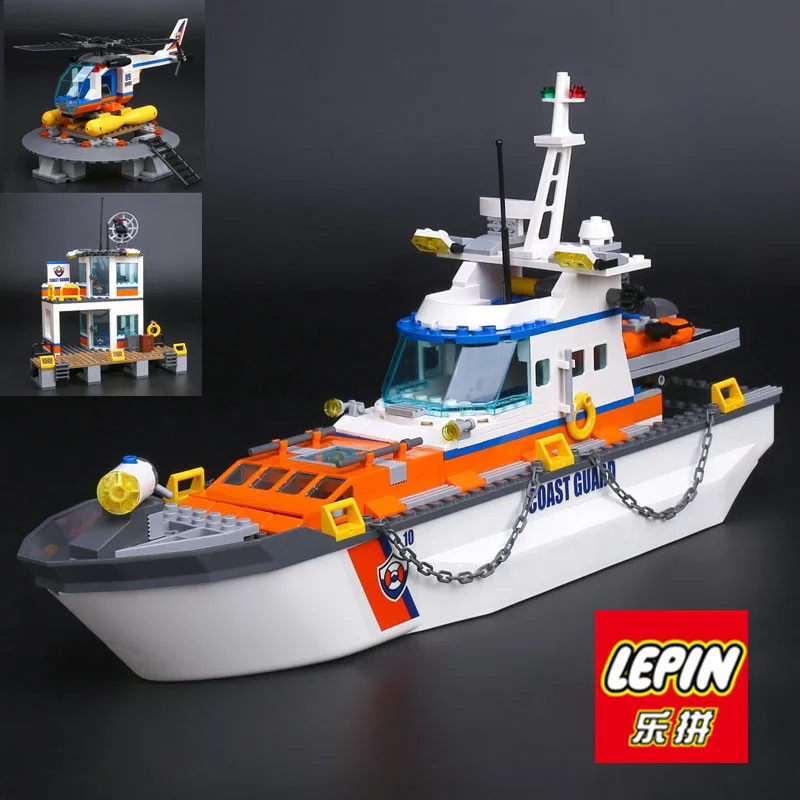 

IN STOCK LEPIN 02081 855Pcs City Series Police Coast Guard Headquarters Base Building Block Compatible 60167 Brick Toy boy gift