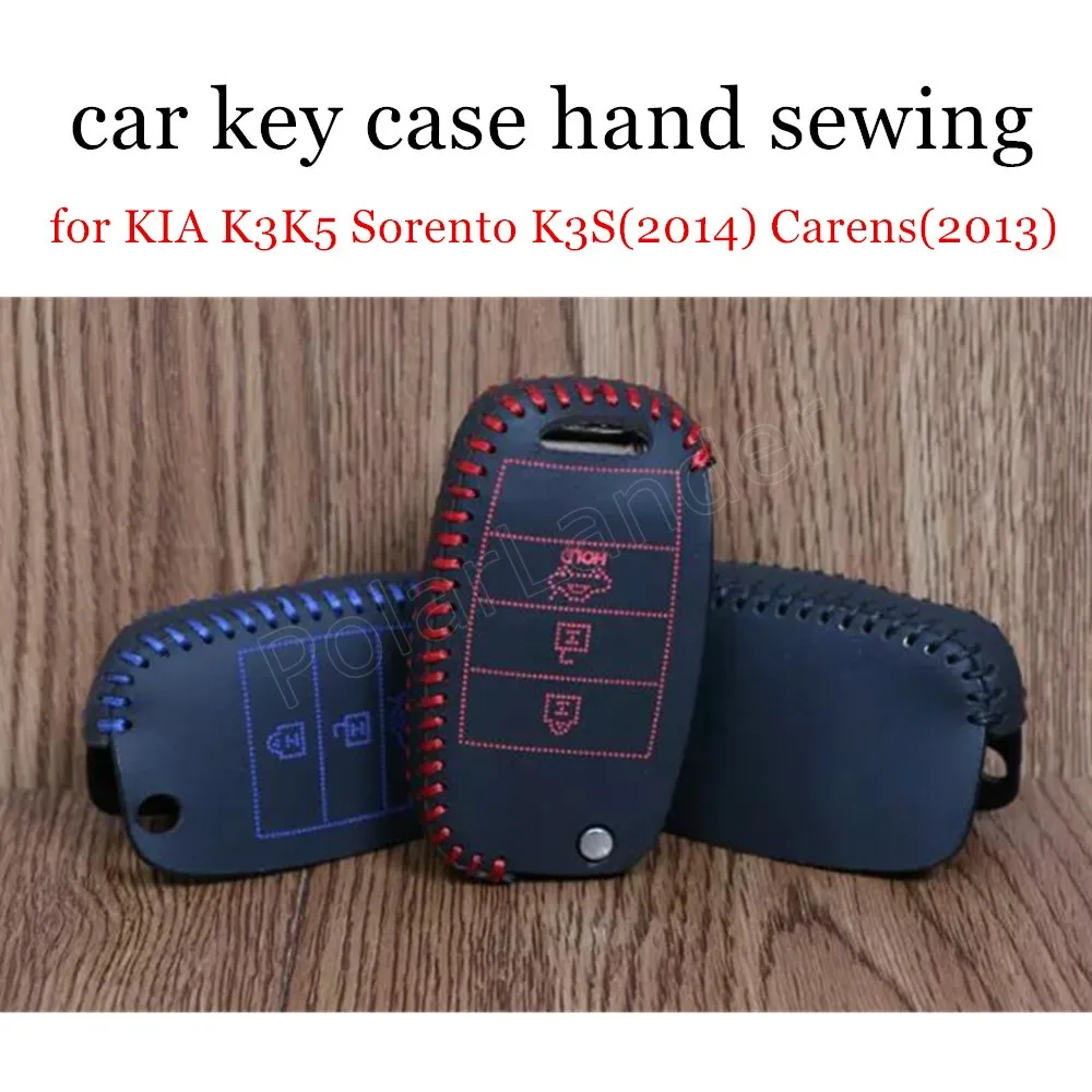 

Only Red Sewing Leather 2016 New Arrival Car Key Case Hand Sewing Key Case fit for KIA K3K5/Sorento/K3S(2014)/Carens(2013)