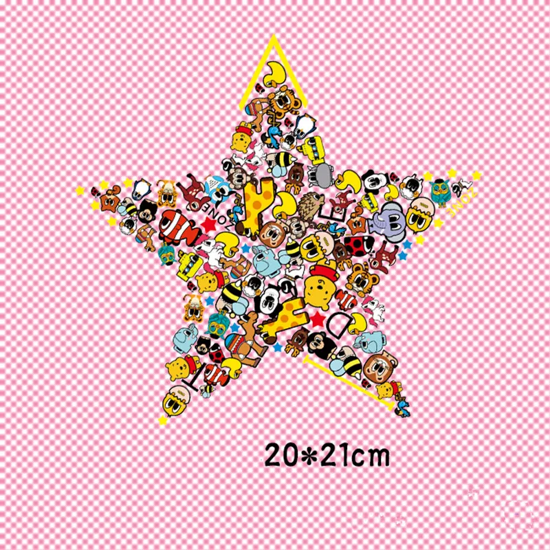 

20x21cm/7x7cm animal mixed star Iron On A-level Patches Heat Transfer Pyrography For DIY T-Shirt Clothing Decoration Printing