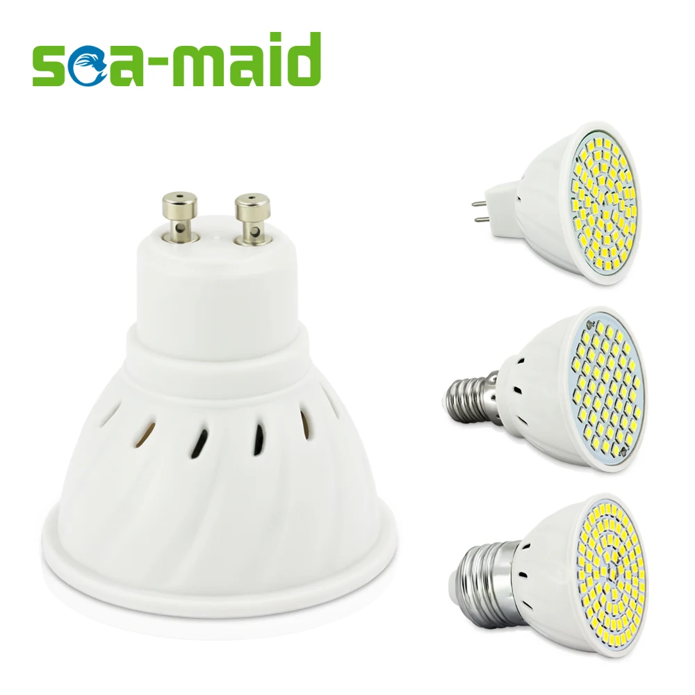 LED AC 220 В SMD 2835 Светодиодные прожекторы E27 E14 MR16 GU10 для дома энергосберегающие