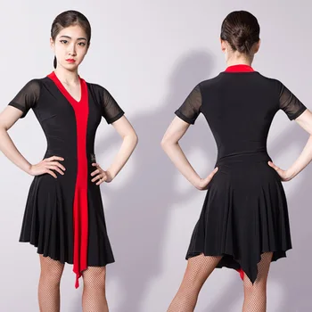 

Latin Dance Dress Lady Short Sleeve Samba Cha Cha Tango Salsa Ballroom Dancing Clothes Women Practice Performance Wear DNV11747