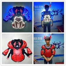 Wecool hot sale blue white glowing color LED armor costumes suit for dj stage show performance ballroom