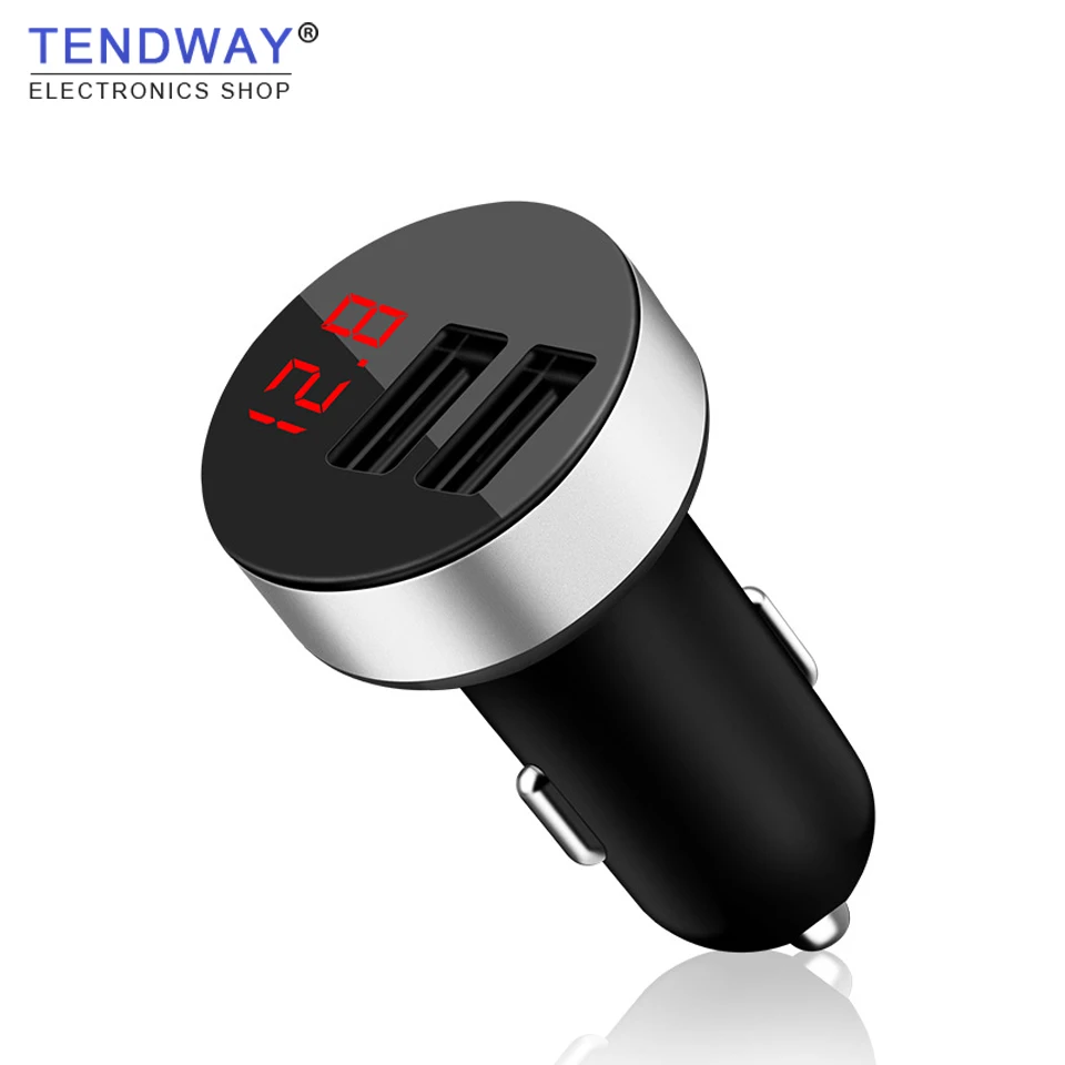 Tendway USB سيارة الهاتف شاحن الرقمية LED الجهد/الحالي عرض الهاتف المحمول حامل المحمولة 3.1A السيارات اللوحي USB سيارة شاحن