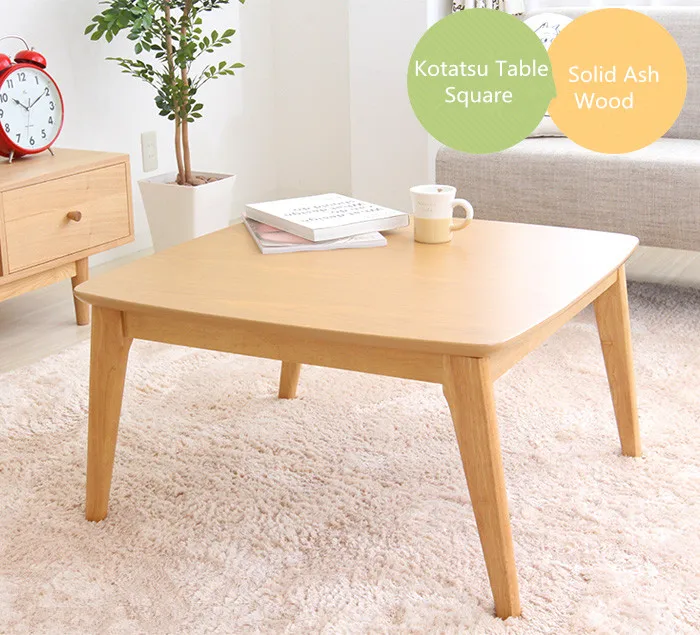 Wooden Kotatsu Table Natural Color for Home and Living Room Furniture Wood Kotatsu Heated Coffee Table Japanese Style Furniture