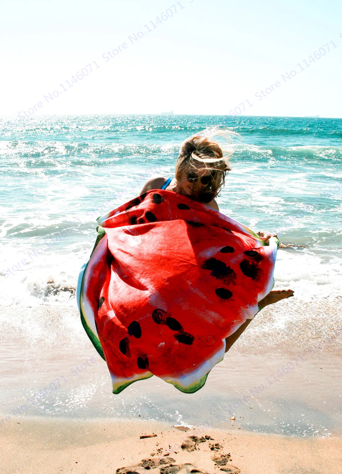 Funny Watermelon Print Tapestry Wall Hanging Throw Towel Black Spots