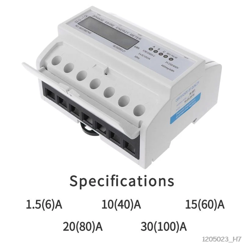 A 2*120V//208V 60HZ 2 phase 3 wire Din rail KWH Watt hour energy meter LCD 100 10