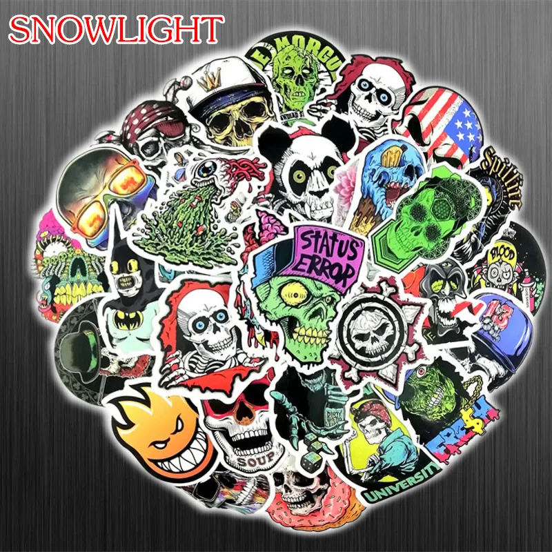50Pcs/Set Horror skull Stickers for Skateboard Motorcycle Car Styling Laptop Luggage Motorcycle Graffiti DIY Waterproof Sticker