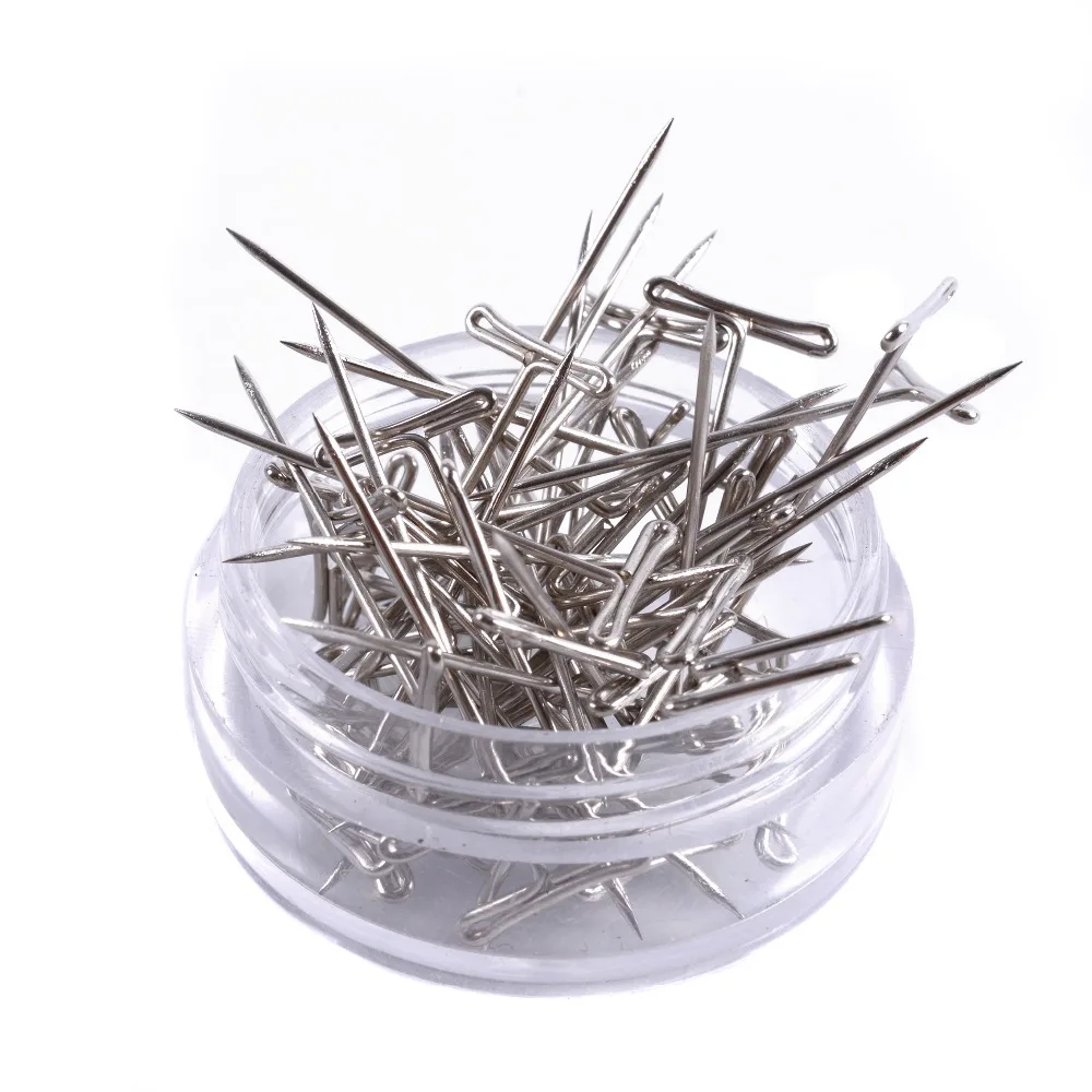 50Pcs T-PINS (25mm) For Wig On Foam Head Style Brazilian Indian Mannequin Head Type Sewing Hair Salon wig making t pins