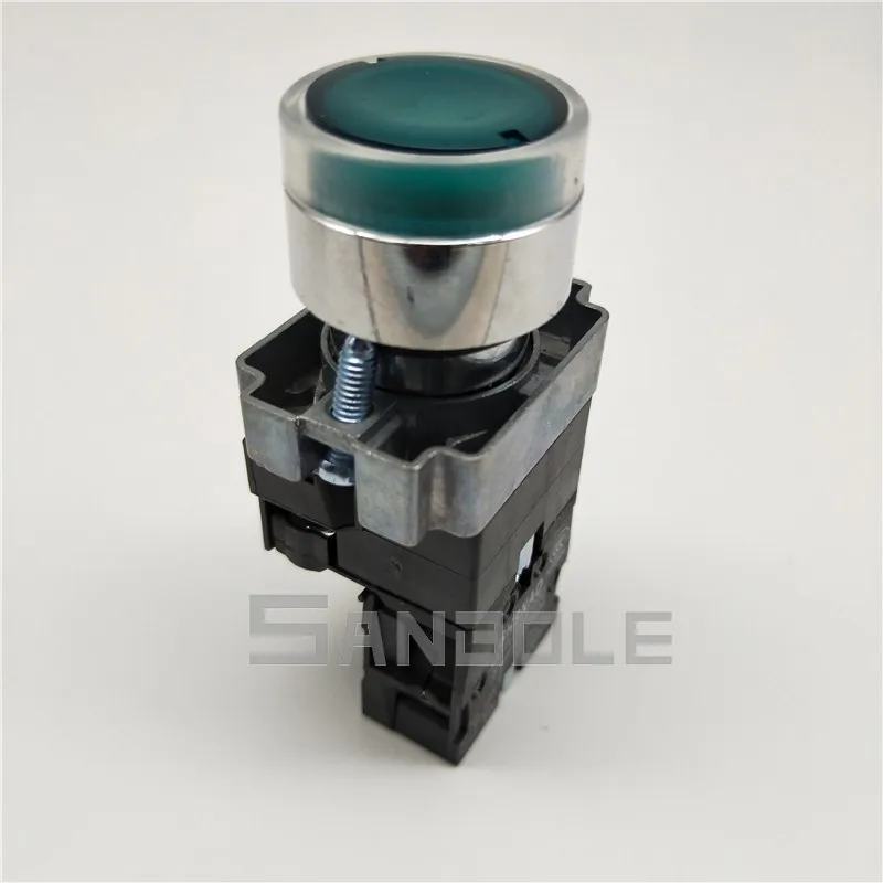 22 мм кнопочный переключатель с светодиодный светильник моментальная Перезагрузка тип плоские круглые промышленное электрооборудование: прерыватель XB2-BW3361C