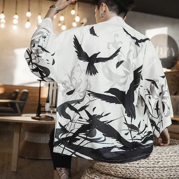 

2020 japanese kimono cotton linen shirt jackets men chinese streetwear kimono shirt coat men linen cardigan jackets coat