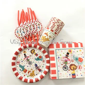 

50pcs/lot Creative Circus Theme Disposable Party Tableware Set Birthday Baby Shower Cup Plate Party Decorations Supplies
