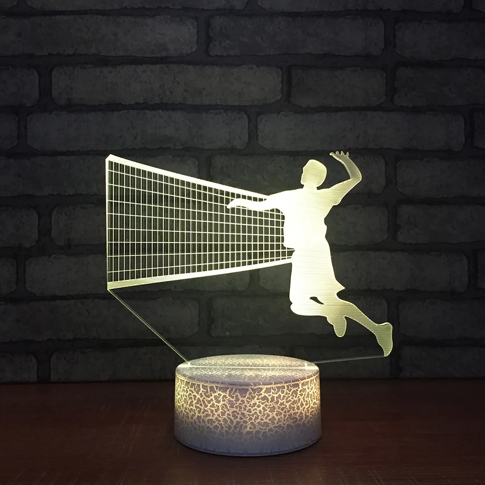 

3D Led Colorful Visual Lamp Playing Volleyball Modeling Desk Lamp Baby Sleep Decor Lighting Creative Fashion Boy NightLight Gift