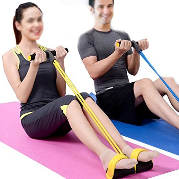 Universal Home Fitness Equipment Sculpture Tummy Trainer Foot Pedal Expander Elastic Pull Rope Abdomen Waist Arm Leg Tummy Str