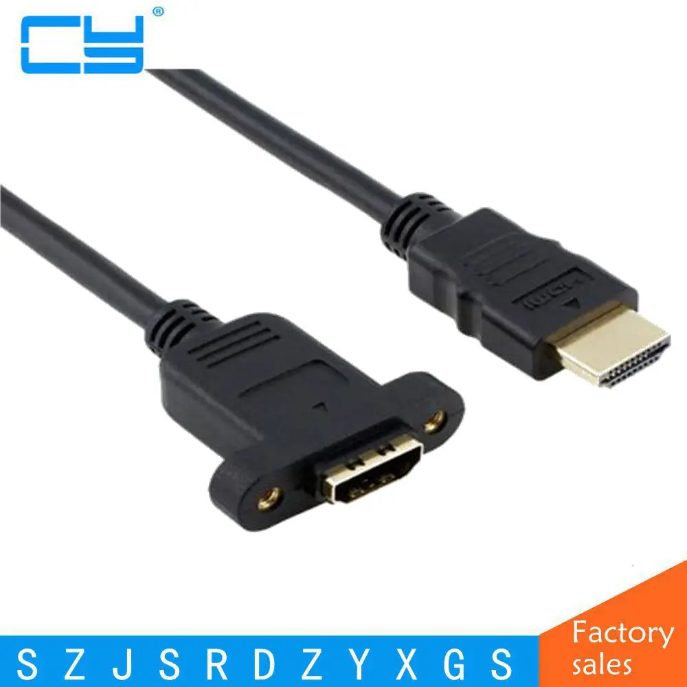 HDMI A 1,4 19pin штекер к HDMI Тип Женский Удлинительный кабель с винтовым отверстием может блокировать кабель для монтажа на панели