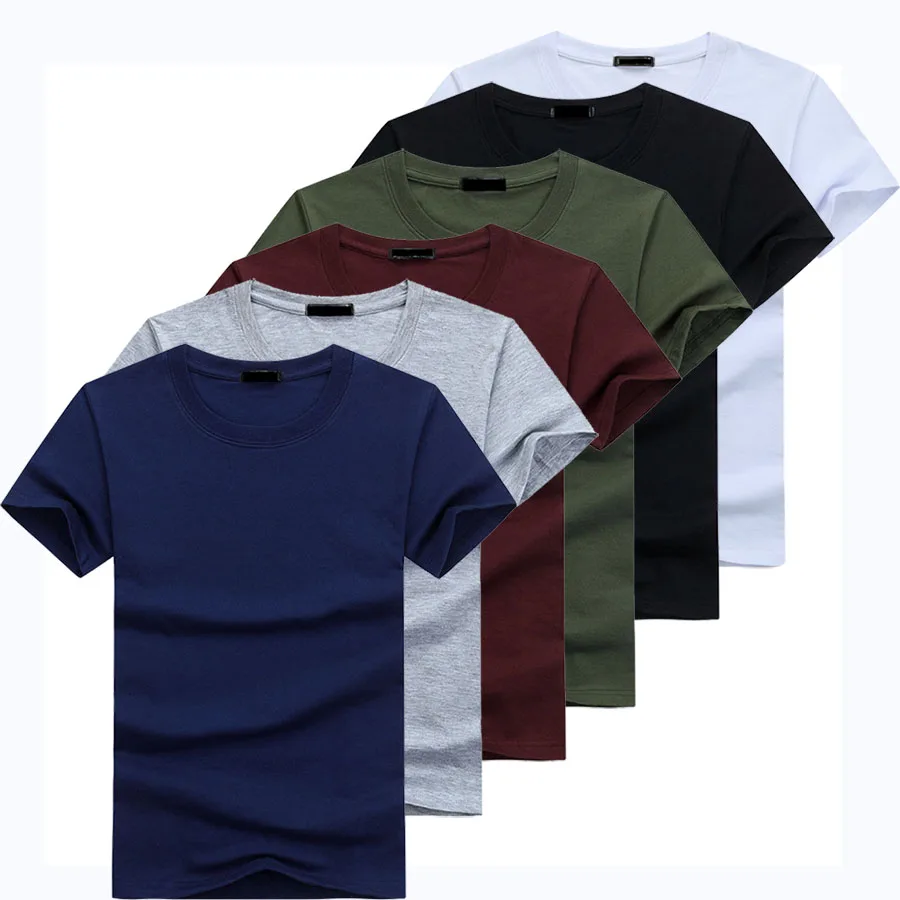 2019 6pcs/lot High Quality Fashion Mens T Shirts Casual Short Sleeve T-shirt Mens Solid Casual Cotton Tee Shirt Summer Clothing