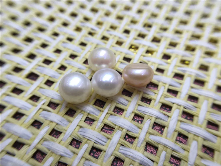 1 Pair 9-10mm Cultured Half Drilled Freshwater Pearl Beads White Pearl Loose Beads DIY Earring Jewelry Making Accessories (1)