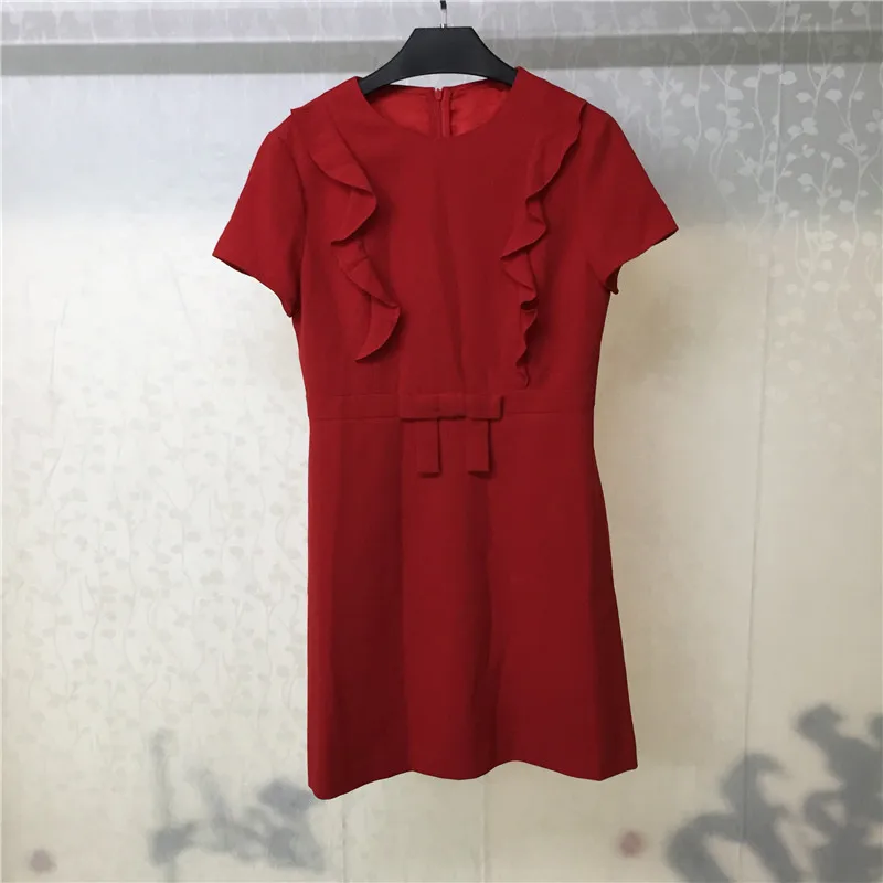 

Red Dress for Women Short Sleeve O-neck Mini Elegant Dress for Women 2018 new Women Dress