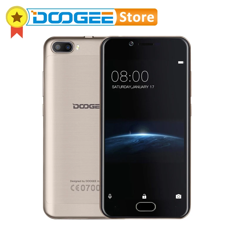 Original DOOGEE Shoot 2 Android 7.0 MTK6580A Quad Core 5.0 inch RAM 1GB ROM 8GB 3 Cameras 3G WCDMA 3360mAh Dual SIM Smartphone | Мобильные