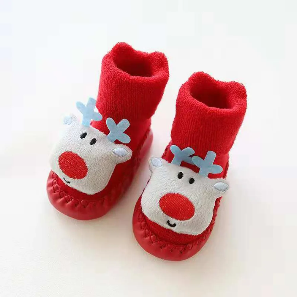 Носки для маленьких мальчиков и девочек Теплые Зимние рождественские носки-тапочки нескользящие носки для малышей повседневная детская обувь для малышей, 18Oct17