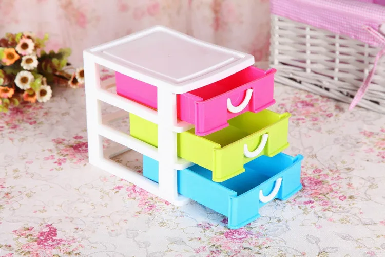 Desktop Storage Box Three Colorful Plastic Storage Drawer Storage