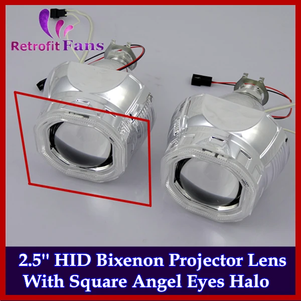 2.5'' Mini HID Bi xenon Projector Lens Headlights Square Angel eyes