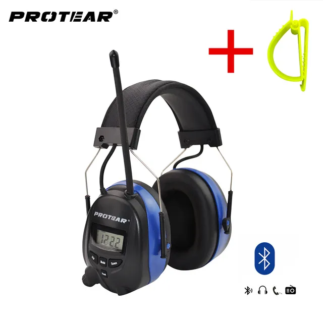 Protear Bluetooth FM/AM Radio Electronic Ear muffs Built in Microphone Ear Defenders Hearing