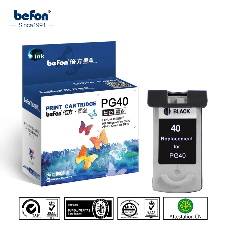 Befon Совместимость 40 сменный картридж для принтера для Canon PG40 PG-40 PG 40 для Canon PIXMA IP1180 1980 2580 2680 MP145 198 228 308 318